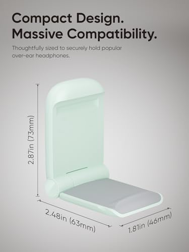 MAMUVIMO Headphone Stand, 2 Pack Headset Stand Foldable＆Sticky, Headphone Holder Hook Mount with Non-Slip Silicone, Adhesive Earphone Desk Hanger Clip Space-Saving for Airpods Max, All Earphones-Green - color: Green, size: 2 Pack