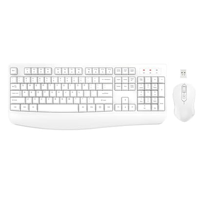 Wireless Keyboard and Mouse Combo, EDJO Full-Sized Ergonomic Computer Keyboard with Wrist Rest and 3 Level DPI Adjustable Wireless Mouse for Windows, Mac OS Desktop/Laptop/PC (White) - color: White