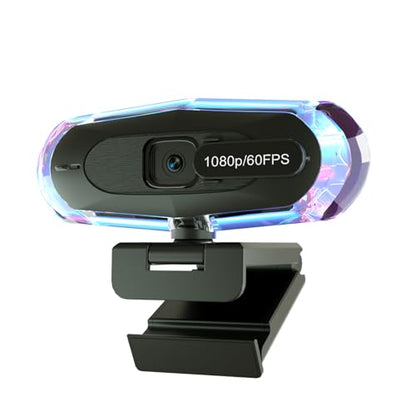 1080P 60FPS Streaming Webcam with Autofocus, Microphone, RGB Light and Tripod, USB Camera for PC/Mac, Plug and Play for Zoom, Skype, YouTube, Online Meetings - style: 1080P+60FPS