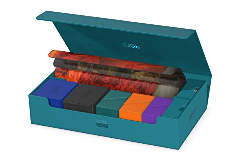 Ultimate Guard Omnihive 1000+, Deck Case for 1000 Double-Sleeved TCG Cards + 2 removable Trays, Petrol, Magnetic Closure & Microfiber Inner Lining - color: Petrol