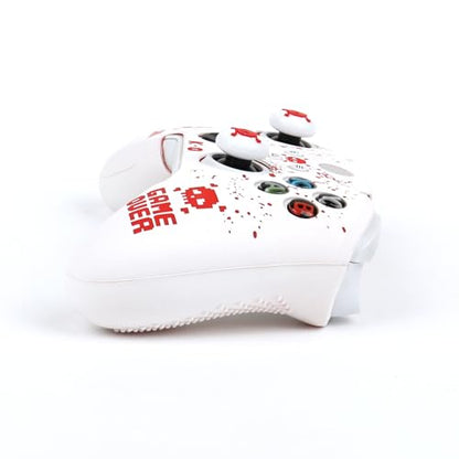 Pixelated Skull Controller Skin Compatible with Xbox Series X Wireless Controller, RALAN Protector Case， Customised Thumb Grips Cap - color: Pixelated Skull White Red