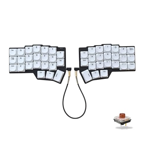 SZRKBD Choc Corne V4.1 Low Profile Split Ergonomic Mechanical Keyboard 40% Layout Wired Hot-Swappable RGB Backlit PBT Keycaps QMK/Vial Programmable for Enthusiasts & Professionals - color: White