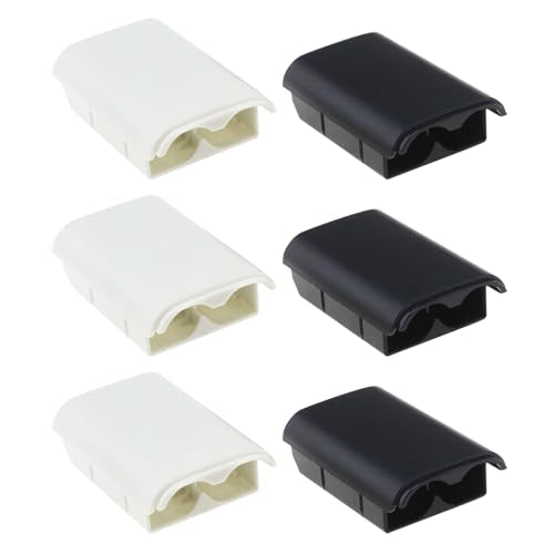 6pcs Battery Pack Cover Shell Compatible with Xbox 360 Wireless Controller 5.6 * 3.5cm Replacement Battery Cover Case Black and White