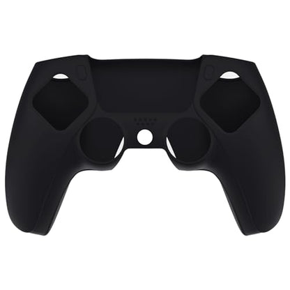 PlayVital Upgraded Pure Series Dockable Anti-Slip Silicone Cover Skin for ps5 Controller, Soft Rubber Grip Case for ps5 Wireless Controller Fits with Charging Station with 6 Thumb Grip Caps - Black - color: Black Upgraded