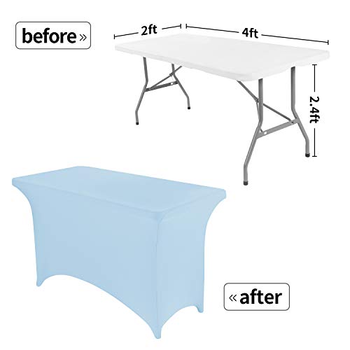 Peomeise 4FT Spandex Table Cover Rectangular Stretch Spandex Tablecloth (Blue Mist,4FT) - color: Blue Mist, size: 48" x 30" (Rectangle)