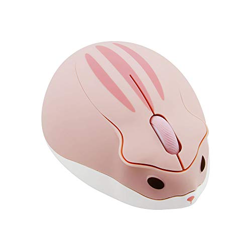2.4GHz Wireless Mouse Cute Hamster Shape Less Noice Portable Mobile Optical 1200DPI USB Mice Cordless Mouse for PC Laptop Computer Notebook MacBook Gaming Kids Girl Men Women Adults Gift (Pink) - color: Pink