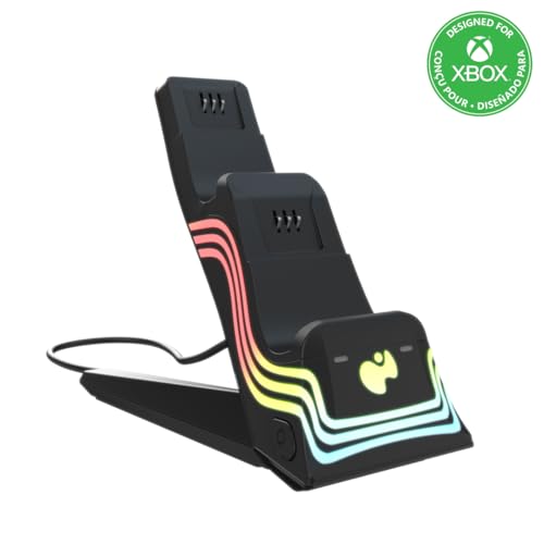 PDP Afterglow Wave LED Dual Gaming Charger for 2 Xbox Controllers, Customizable RGB Lighting Effects - Black - color: Black, style: Xbox