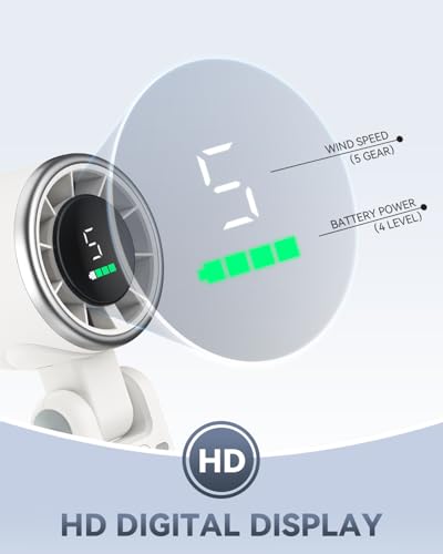 PlayHot Portable Handheld Turbo Fan, Travel Essentials, Gifts for Women/Men | 5-Speed, Up to 12H, 10m/s Airflow, USB-C Rechargeable, LED Display, 3-in-1 Foldable Personal Fan for Cruise, Beach, Vacation - color: White
