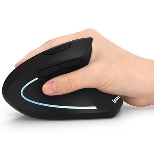 Lekvey Ergonomic Mouse, Rechargeable Vertical Wireless Mouse, Comfort Grip | Long Battery Life, USB-C Charging, Quiet Click, Carpal Tunnel Support, 2.4G Wireless, 3DPI 800/1200/1600, for Laptop, Mac, PC