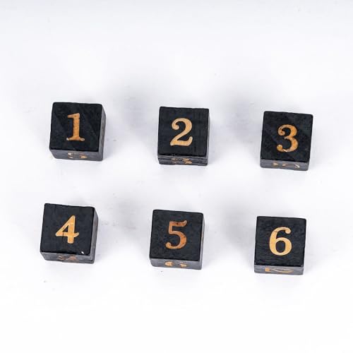 16mm D6 Dice Set 10PCS Wooden 6 Sided Dice for D&D RPG Board Games | Leather Storage Bag, DM Gift, for Dungeons and Dragons Role Playing Games - color: D6-black N