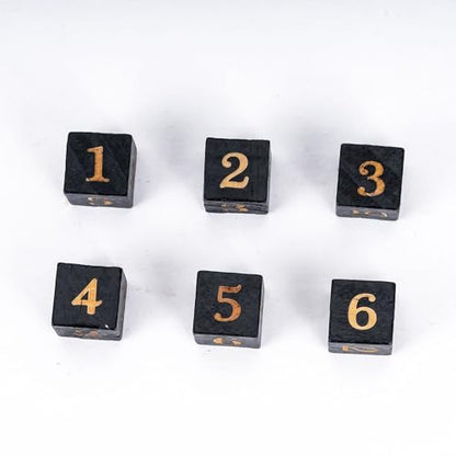 16mm D6 Dice Set 10PCS Wooden 6 Sided Dice for D&D RPG Board Games | Leather Storage Bag, DM Gift, for Dungeons and Dragons Role Playing Games - color: D6-black N