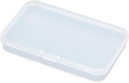 AKOAK Clear Polypropylene Rectangle Mini Storage Containers Box with Hinged Lid for Card,Accessories,Crafts,Learning Supplies,Screws,Drills,Battery,4.8" x 2.9" x 0.67",Pack of 4 | For Card, Accessories, Crafts, Learning Supplies, Screws, Drills, Battery