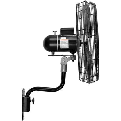 Continental Dynamics 24" Diameter Premium Wall Mount Fan, 9400 CFM, 120V | Totally Enclosed Air Over Motor, 2 Speed, 1/2 HP, Black, Indoor Industrial Fan