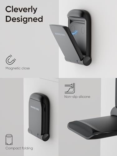 MAMUVIMO Headphone Stand, Headset Stand Foldable ＆ Sticky, Headphone Holder Hook Mount with Non-Slip Silicone, Adhesive Earphone Desk Hanger Clip Space-Saving for Airpods Max, All Earphones- Black - color: Black, size: 1 Pack