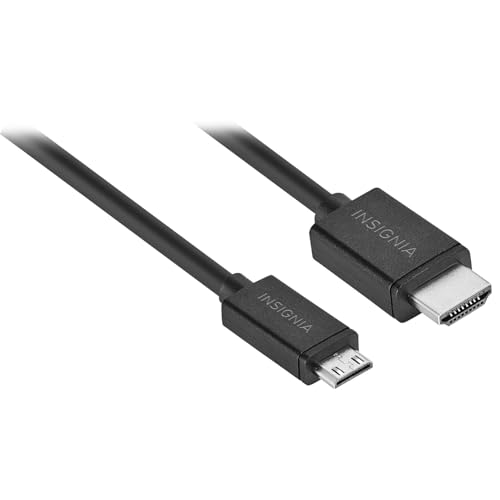 INSIGNIA Universal Video & Audio Cables and Adapters – HDMI, DisplayPort, USB-C, Mini HDMI, Mini DisplayPort & RCA Converter, 4K/8K High-Speed Options for TV (Mini HDMI to HDMI Cable, 4 ft) - size: 4 ft, style: Mini HDMI to HDMI Cable