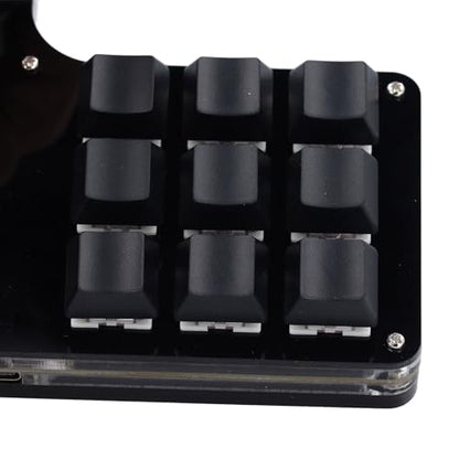 USB Macro Mechanical Gaming Keypad with 9 Programmable Keys, 3 Knobs, Red Switches, RGB LED Backlight & Onboard Storage – Compatible with PC