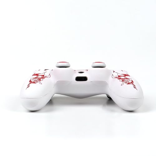 RALAN Horned Skull Head Design Controller Skin Cover with 2 Thumb Grips Compatible with PS4/Playstation 4 Slim/Pro Controller - color: Horned Skull White Red