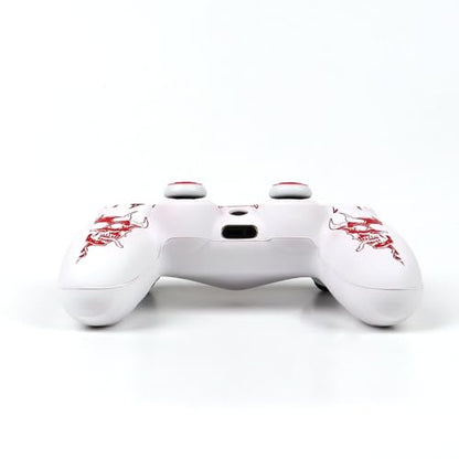 RALAN Horned Skull Head Design Controller Skin Cover with 2 Thumb Grips Compatible with PS4/Playstation 4 Slim/Pro Controller - color: Horned Skull White Red
