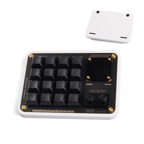 Double Knob Custom Macro Pad Programmable Designer Mini Keyboard 16 Keys with Screen (White, KB16) - color: White, size: 16-Key