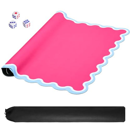 TIASUSAN Mahjong Mat (31.5” x 31.5”) with Black Carrying Bag, Anti-Slip, Mahjong Mat for Table, Poker, Board Games, Dominoes, and Card Games - color: Magenta