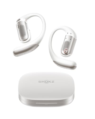 SHOKZ OpenFit Pro Open-Ear Earbuds with Noise Reduction, Dolby Atmos, White | Bundle with Gym Bag; Deep Bass, 50H Playtime, AI call clarity; Bluetooth 6.1; IP55 Secure all-day fit; Gym/Office/Cafe use - color: White
