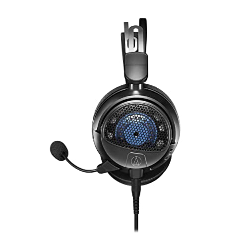 Audio-Technica ATH-GDL3BK Open-Back Wired Gaming Headset - Black/Blue with an Additional 1 Year Extended Amber Protection (2022)