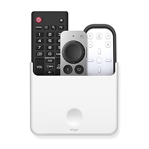 elago Universal Remote Holder Mount Compatible with Apple TV Remote and All Other Remote Controls - Adhesive Tape or Screw Mounting Options, Available Wired Charging [Large] [White] - color: White, size: Large