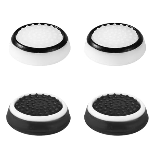 4pcs Thumb Grips, Full Protection Anti-Slip Anti-Scratch Anti-Fingerprint Protective Cover Thumb Joystick Cap Compatible with PS5 PS4 Xbox Series X/S Xbox One Switch Pro Controller - color: black & white