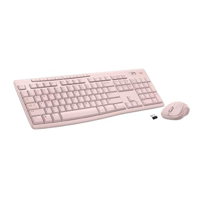Logitech MK270 Full Size Wireless Keyboard and Mouse Combo - Rose | Full size keyboard with spill-resistant design, compact ambidextrous mouse, connect via single included USB-A Nano Receiver - color: Rose, size: 1 Pack, style: Combo