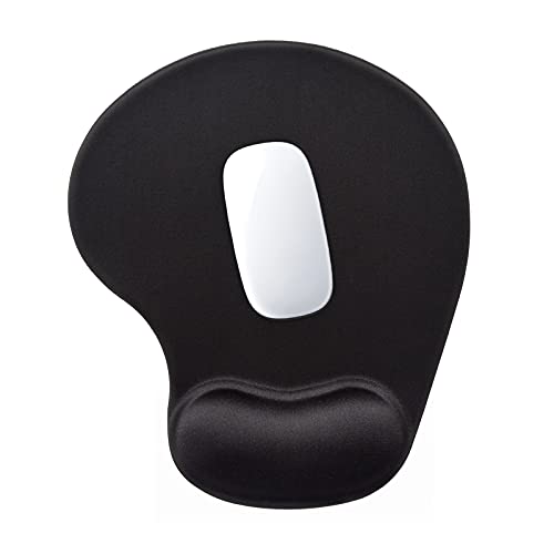 Hsurbtra Ergonomic Mouse Pad with Wrist Rest Support, Gel Mouse Pads with Non-Slip PU Base, Pain Relief Memory Foam Computer Mat, Cute Office Supplies Desk Decro Accessories, Jet Black - color: Jet Black, size: Normal