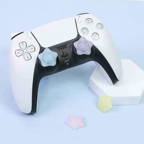 Glitter Star Switch 2 Joycon Thumb Grips Caps, 4 PCS Cute Kawaii 3D Silicone Analog Thumbstick Button Cover for PS5/PS4, Xbox Series X/S, Xbox One, Switch PRO Controller Joystick Caps - color: Multicolor Star for NS2