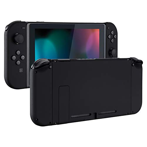 eXtremeRate DIY Replacement Shell Buttons for Nintendo Switch, Soft Touch Back Plate for Switch Console, Custom Housing Case with Full Set Buttons for Joycon Handheld Controller - Black - color: Black