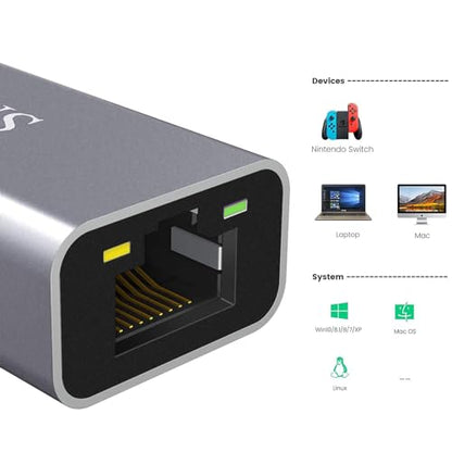 USB 2.0 to Ethernet Adapter for Nintendo Switch and Laptop – Wired LAN Network Adapter