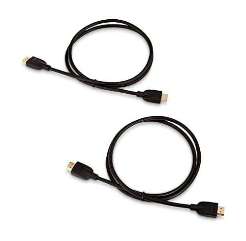 Amazon Basics HDMI Cable, 2-Pack, 3ft, 4K@60Hz, High-Speed 4K HDMI 2.0 Cord for Blu-ray, Ethernet, 2160p, 48 bit, Compatible with TV/PS5/Xbox/Roku, Black - size: 3 Feet