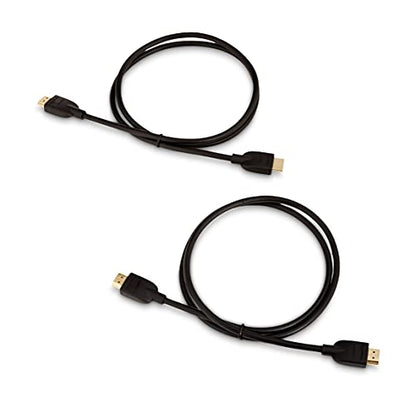 Amazon Basics HDMI Cable, 2-Pack, 3ft, 4K@60Hz, High-Speed 4K HDMI 2.0 Cord for Blu-ray, Ethernet, 2160p, 48 bit, Compatible with TV/PS5/Xbox/Roku, Black - size: 3 Feet