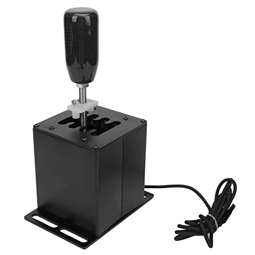 Zunate USB Simulator Shifter for Racing Games, H Shifter with Carbon Fiber Grip, Compatible with and GT Steering Wheel, PC Plug and Play Gear