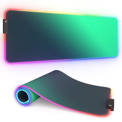 ITNRSIIET RGB Gaming Mouse Pad Full Desk XL Extended Large Gaming Mousepad 12 Lighting Modes, 30% Thicker, Big LED Desk Mat for Keyboard Men Gamers Esport Pros, 32" x 12",Gradual Green - color: Z-gradual Green