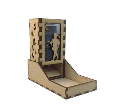 Bard Mini Dice Tower v1 Medium Blue Acrylic Window Laser Cut MDF Unique Gift