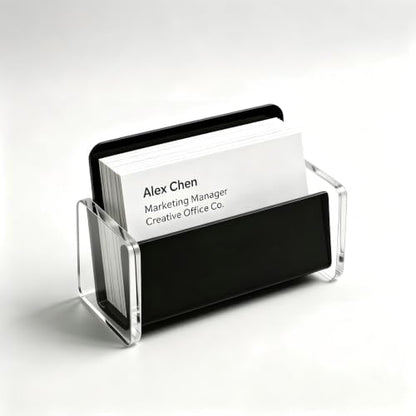 Acrylic Business Card Holder, Black, Clear Horizontal 1 Slot Desktop Organizer, 60 Card Capacity, Display Stand for Desk (L) - size: L