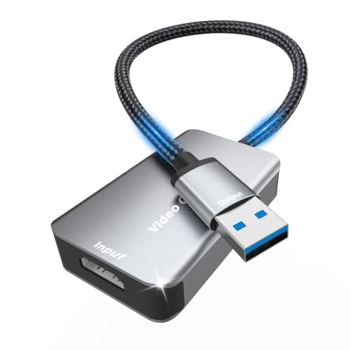 4K HDMI to USB 3.0 Video Capture Card, 1080P 60FPS for Recording, Streaming & Gaming, Plug & Play, Low Latency, Compatible with PS5, Switch 2, Xbox, Quest 3, Camera