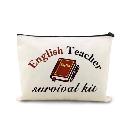 Funny English Teacher Survival Kit Bag Travel Toiletry Makeup Organizer Pouch Funny English Instructors Eductors Birthday Gifts Humorous ESL TeacherAppreciation Christmas Xmas Gift - color: English Teacher