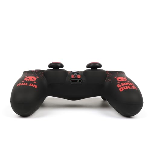 RALAN Pixelated Skull Design Controller Skin Cover with 2 Thumb Grips Compatible with PS4/Playstation 4 Slim/Pro Controller - color: Pixelated Skull Black Red