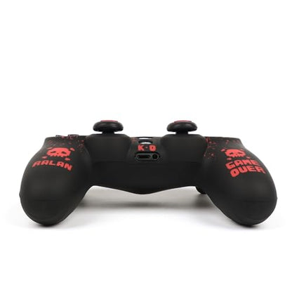 RALAN Pixelated Skull Design Controller Skin Cover with 2 Thumb Grips Compatible with PS4/Playstation 4 Slim/Pro Controller - color: Pixelated Skull Black Red