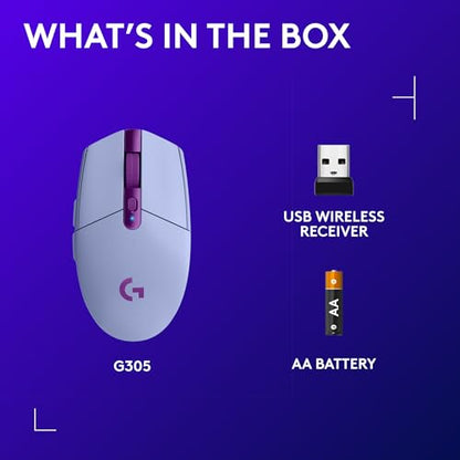 Logitech G305 Lightspeed Wireless Gaming Mouse - Lilac - color: Lilac, style: Classic