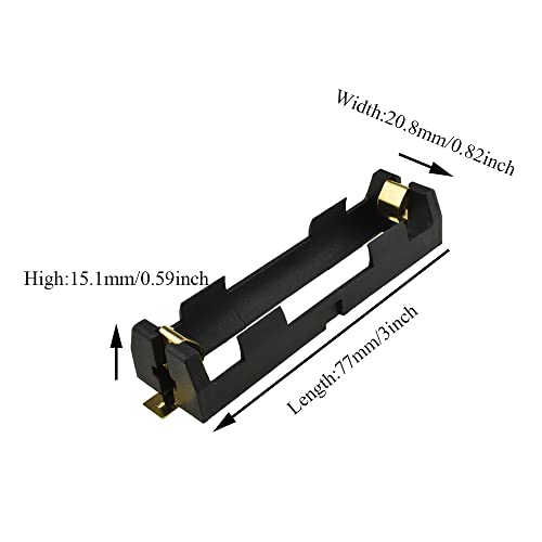 HAHIYO 18650 1 Slot Battery Holder Clip Storage Case Copper Good Contacts 3.7V DIY Charging Power Not Leak Secure Snug Hold Wide Tab Easy Solder Remove for Circuit PCB SMT Parallel Pin 2PCS - style: 18650(Parallel Pin-1 Slot)-2P