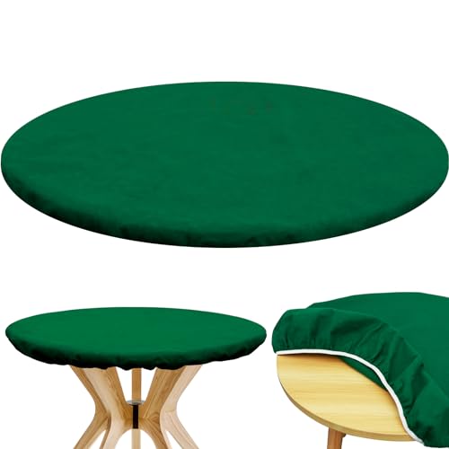 Felt Card Table Game Cover,36.2 Inch Round Tablecloth,Game Table Topper Mat Fit 36-48 Inch,Elastic Foldable Poker Table Cover Protector for Card Games, Mahjong, Board Games, Dice Games, and More
