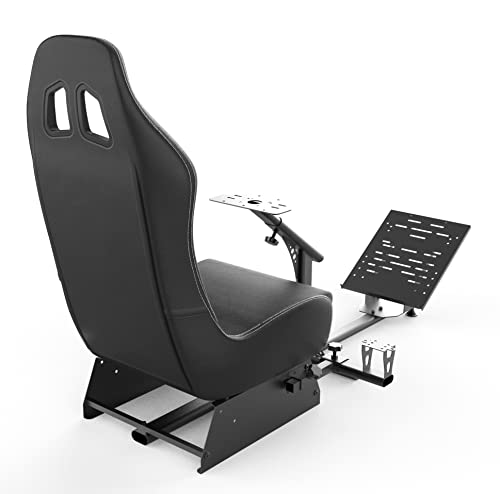 Sim Racing Cockpit with Seat | Compatible with G29 G920 G923 T248X T248 T300RS TX F458 T500RS| Easy to Install Racing Wheel Stand for PS5, Xbox, PC Gaming (Black/Grey) - color: Black/Grey