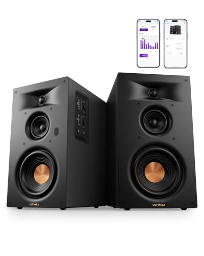 ULTIMEA 3-Way Powered Bookshelf Speakers, Bluetooth 6.0, No Receiver Needed | 5.25" Woofer,HDMI ARC,70W RMS,Clear Dialogue,Deep Bass,Clear Highs,SUB OUT,RCA Input,App EQ,Easy Setup, TV, Music & Turntable