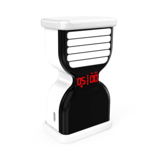 Digital Hourglass Timer, Rechargeable Visual Sand Timers, White | Pomodoro Countdown Timer with ON/OFF Alarm Volume LED Display, Desk Flip Timer, Ideal for Study Work Kitchen - color: White