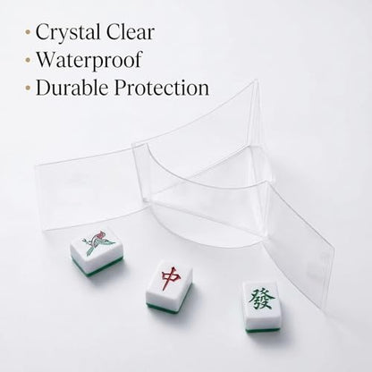 4Pcs Mahjong Card Sleeve, Clear Waterproof Game Card Protective Holders | Waterproof mahjong plastic card sleeve set, scratch-resistant , lightweight protective holders for tabletop mahjong gaming